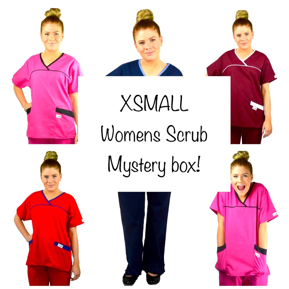 Womens size XSMALL scrub tops and bottoms.